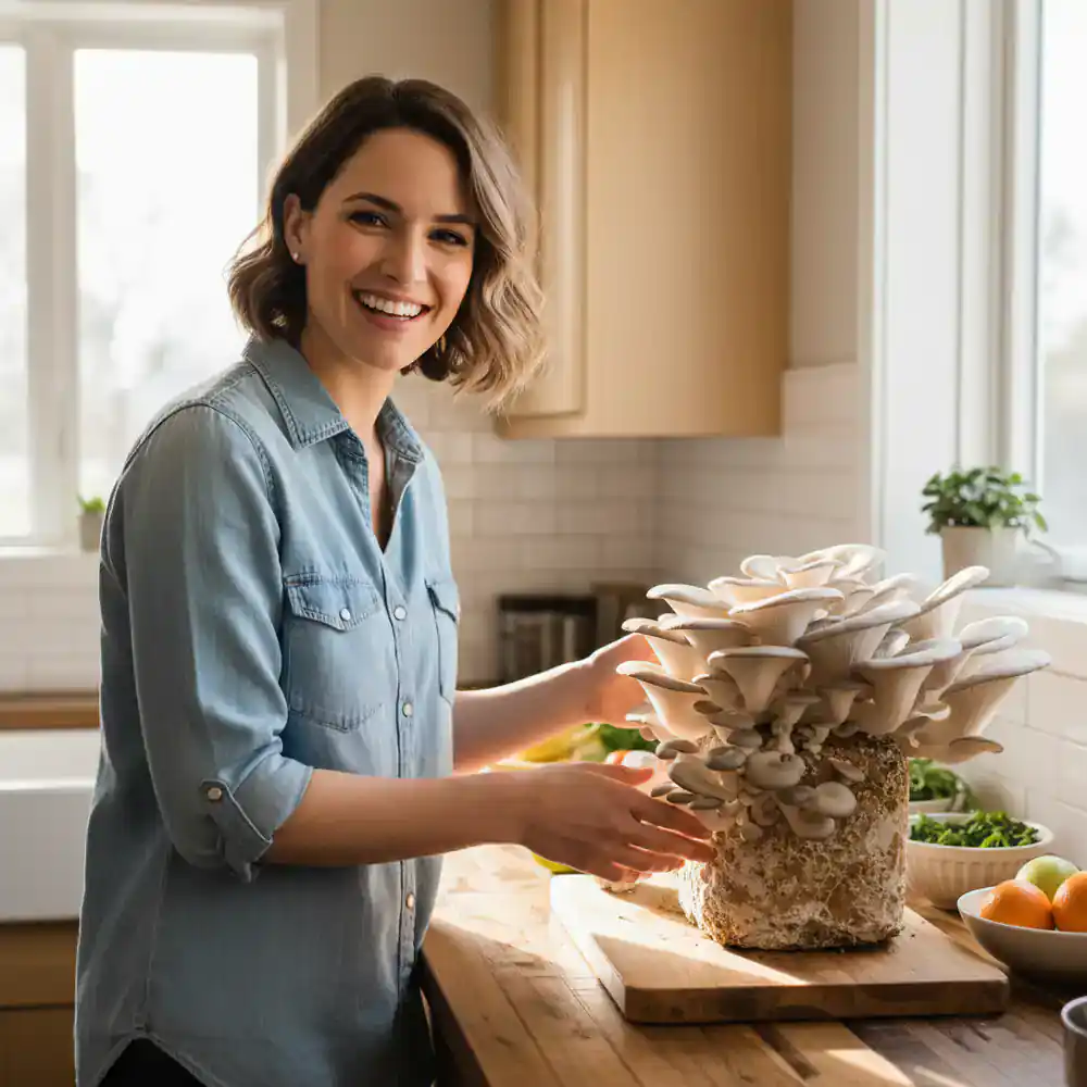Customer guidance specialist with a home mushroom kit