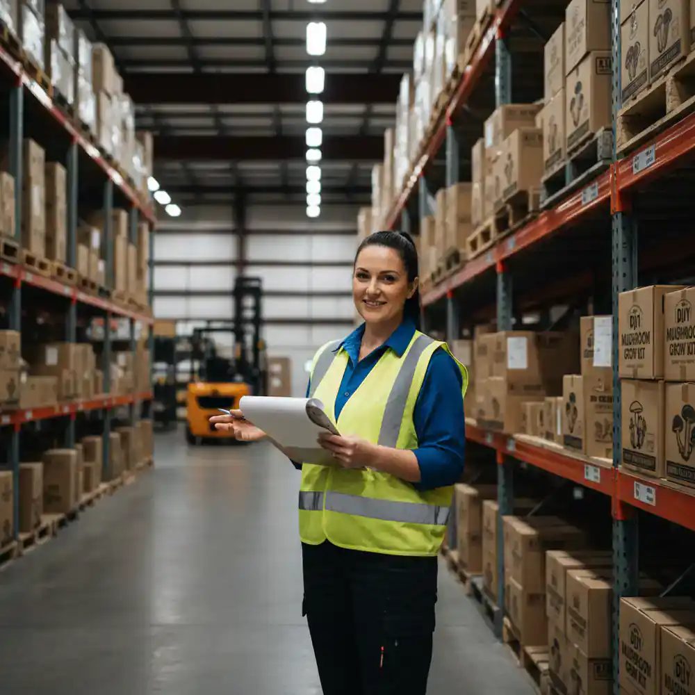 Logistics manager standing in a warehouse